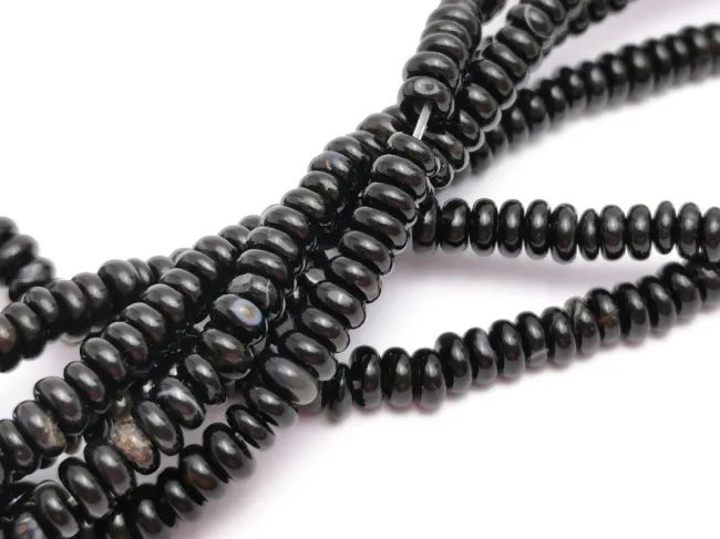 Agate negru rondele 4x1.5mm (sirag)