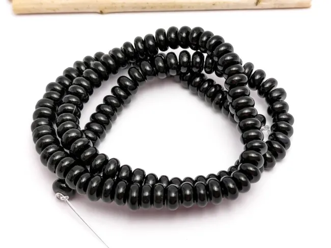 Agate negru rondele 6x3mm (sirag)