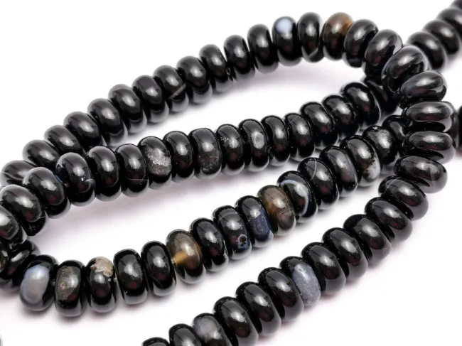 Agate negru rondele 8x4mm (sirag)