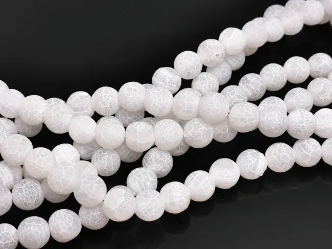 Sirag agate crackle frosted 8mm alb