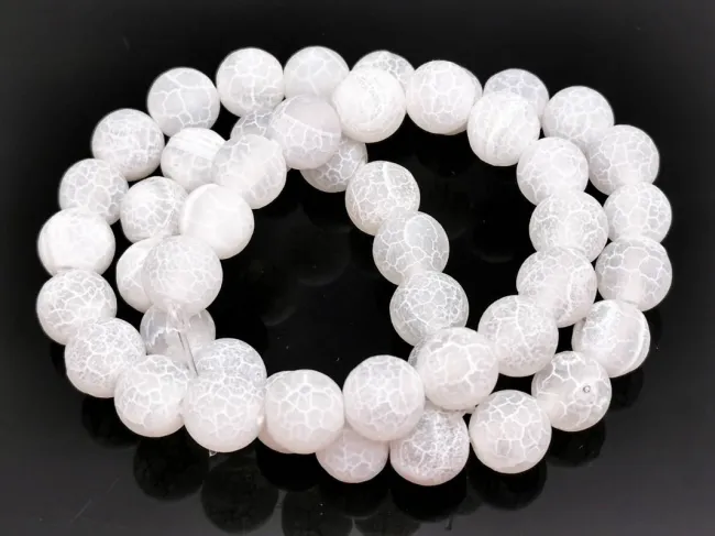 Sirag agate crackle frosted 8mm alb