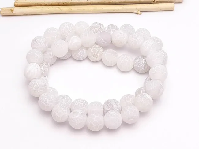 Sirag agate crackle frosted 8mm alb