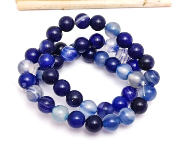 Sirag agate striped sfere 8mm albastru