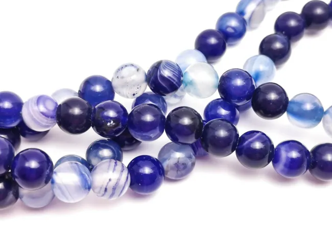 Sirag agate striped sfere 8mm albastru