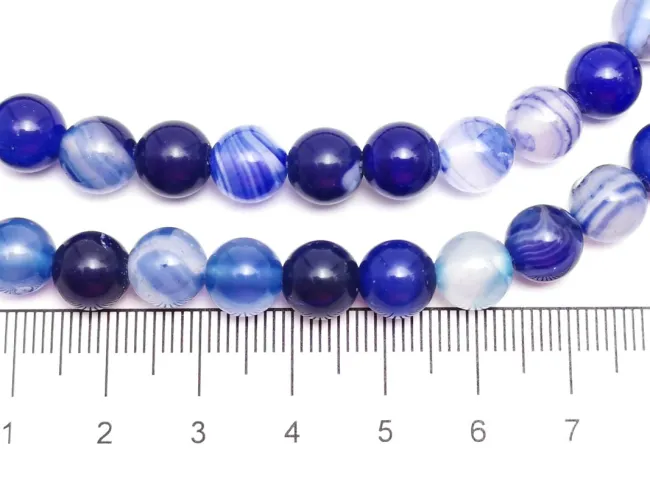 Sirag agate striped sfere 8mm albastru