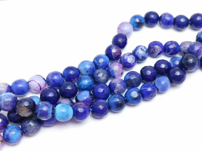 Sirag agate fatetat 8mm albastru mov