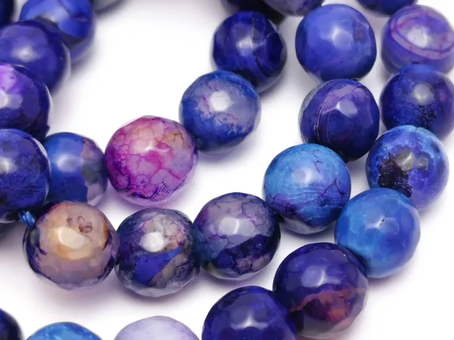 Sirag agate fatetat 8mm albastru mov