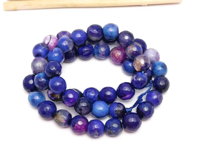 Sirag agate fatetat 8mm albastru mov