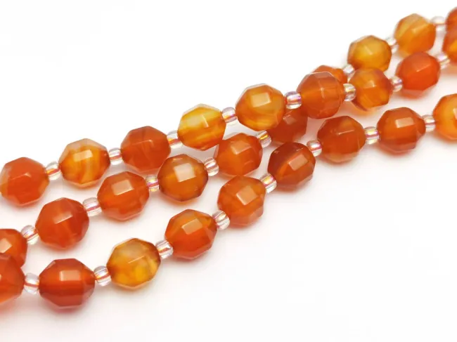 Sirag agate fatetat 8x7mm portocaliu