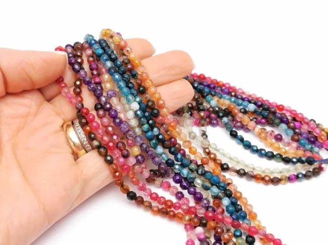 Set 10 siraguri Agate fatetat 4mm multicolor