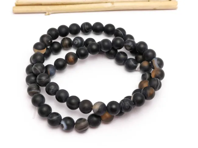 Sirag agate negru frosted sfere 6mm