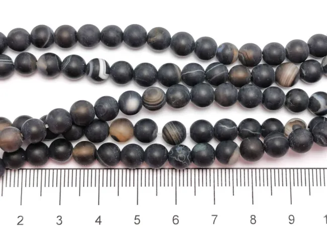 Sirag agate negru frosted sfere 6mm