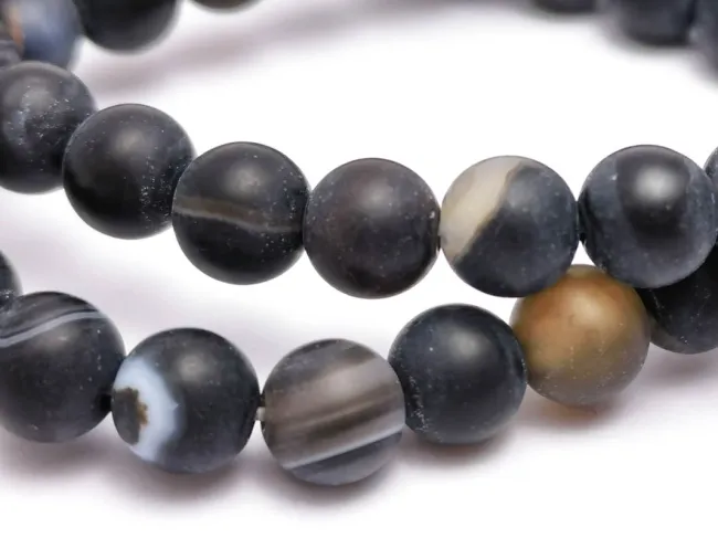 Sirag agate negru frosted sfere 6mm