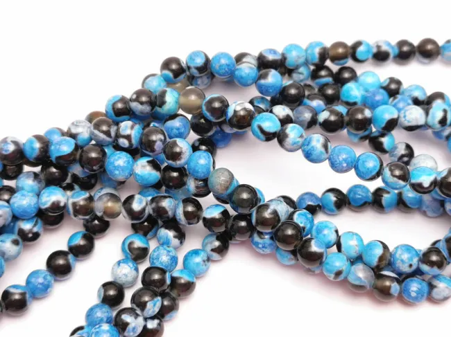 Sirag agate fire crackle 6mm negru albastru