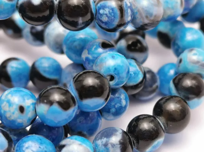 Sirag agate fire crackle 6mm negru albastru