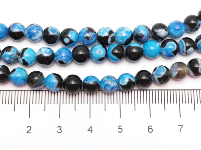 Sirag agate fire crackle 6mm negru albastru