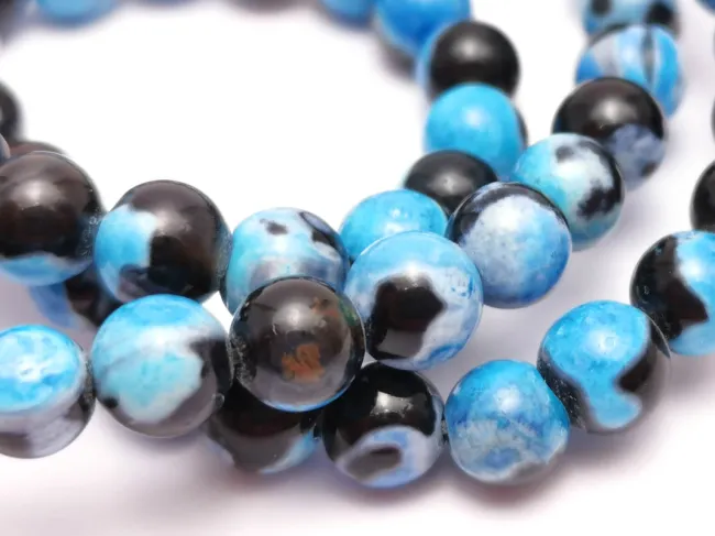Sirag agate fire crackle 6mm negru albastru