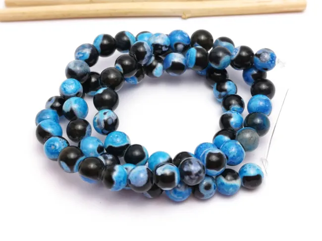 Sirag agate fire crackle 6mm negru albastru