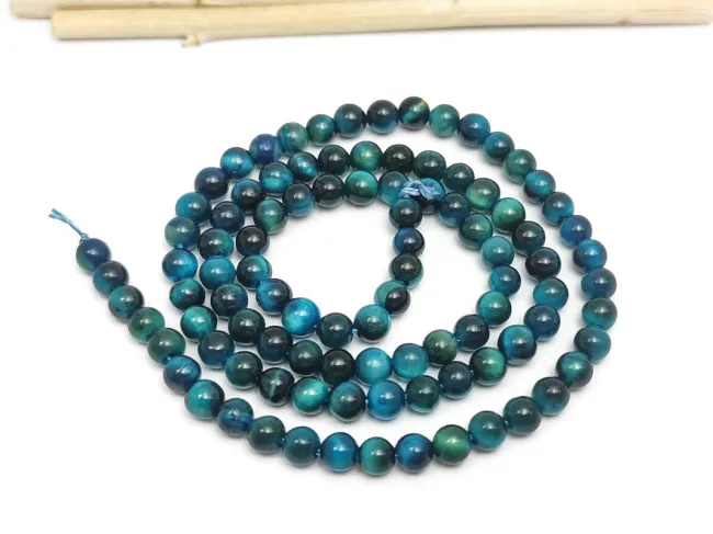 Sirag ochi de tigru albastru marin 4mm