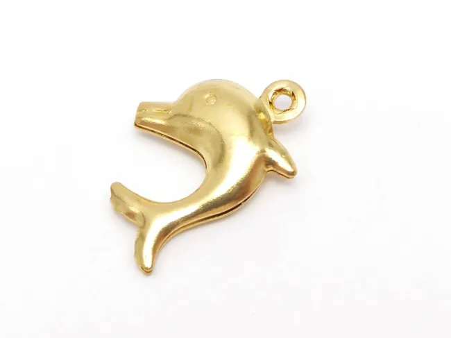 Charm otel inoxidabil 304 auriu delfin 16x10mm