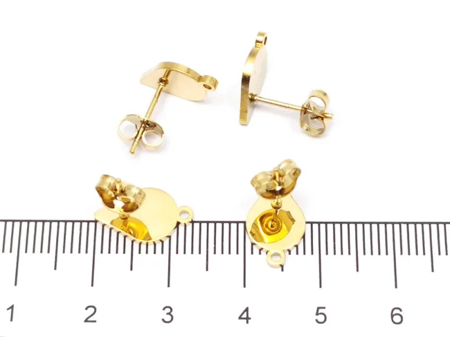 Tortite cercei otel inoxidabil 304 auriu placat IP cu opritor lacrima 12.5x7mm (2buc)