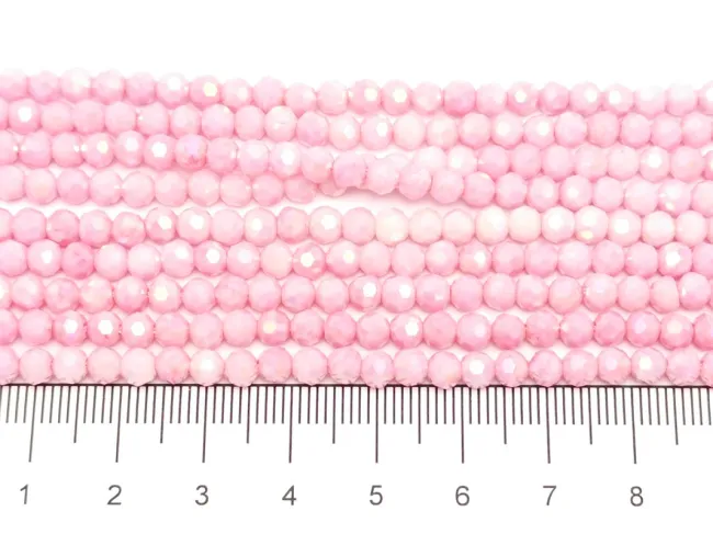 Margele cristal rotund fatetat 4mm roz opac lustered (sirag)