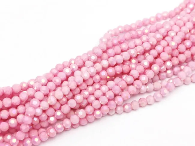 Margele cristal rotund fatetat 4mm roz opac lustered (sirag)