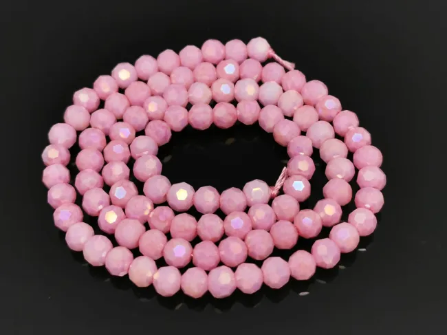 Margele cristal rotund fatetat 4mm roz opac lustered (sirag)