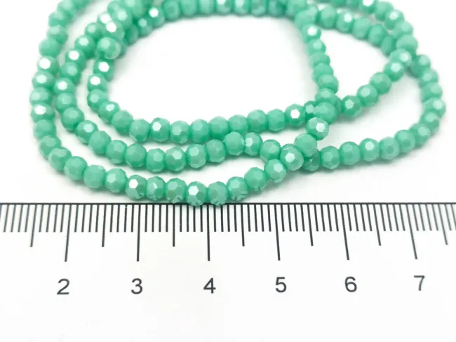 Margele cristal rotund fatetat 3~3.5mm turcoaz opac lustered (sirag)