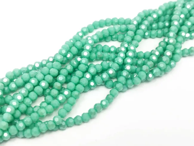 Margele cristal rotund fatetat 3~3.5mm turcoaz opac lustered (sirag)