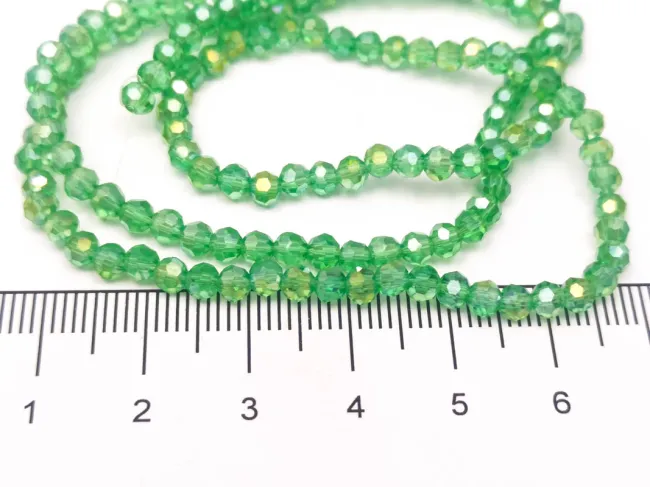 Margele cristal rotund fatetat 3~3.5mm verde AB (sirag)