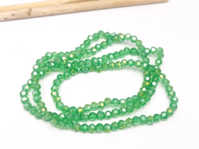 Margele cristal rotund fatetat 3~3.5mm verde AB (sirag)