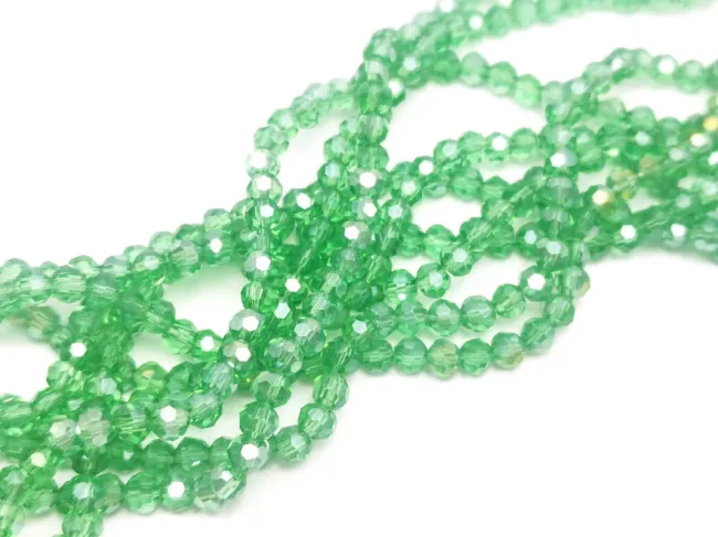 Margele cristal rotund fatetat 3~3.5mm verde AB (sirag)