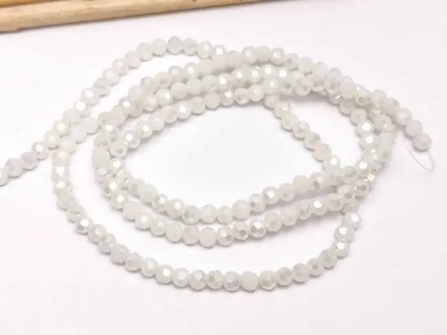 Margele cristal rotund fatetat 3~3.5mm alb opac AB (sirag)