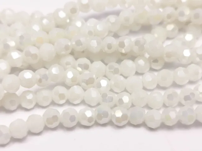Margele cristal rotund fatetat 3~3.5mm alb opac AB (sirag)