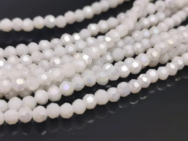 Margele cristal rotund fatetat 3~3.5mm alb opac AB (sirag)