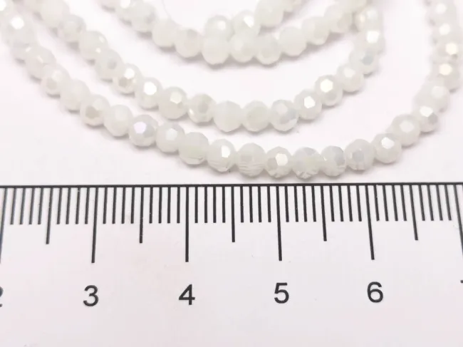 Margele cristal rotund fatetat 3~3.5mm alb opac AB (sirag)