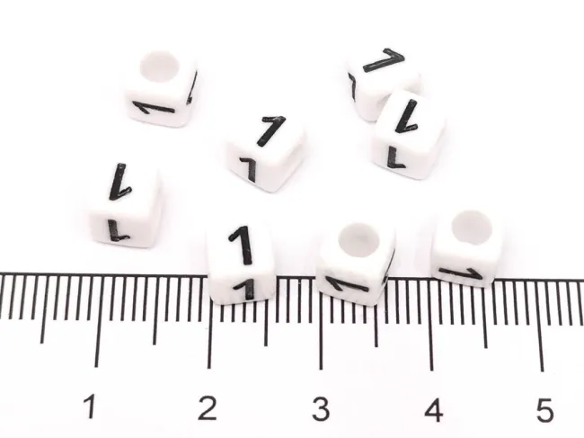 Margele acrilice cub 6x6mm - cifra 1 (10buc)