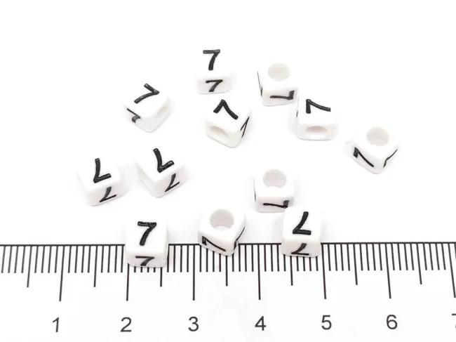 Margele acrilice cub 6x6mm - cifra 7 (10buc)