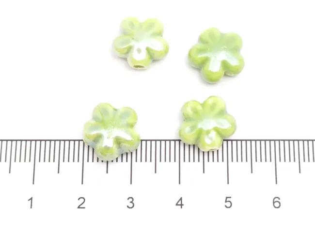 Margele de portelan floare 11.5~11x6mm verde mar