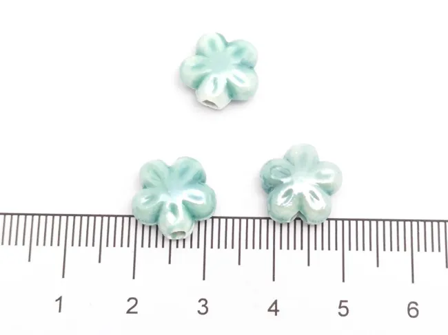 Margele de portelan floare 11.5~11x6mm turcoaz