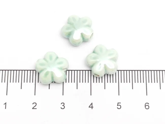 Margele de portelan floare 11.5~11x6mm verde menta