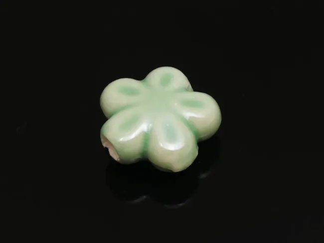 Margele de portelan floare 11.5~11x6mm verde menta