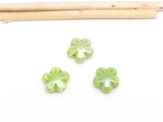 Margele de portelan floare 11.5~11x6mm verde mar