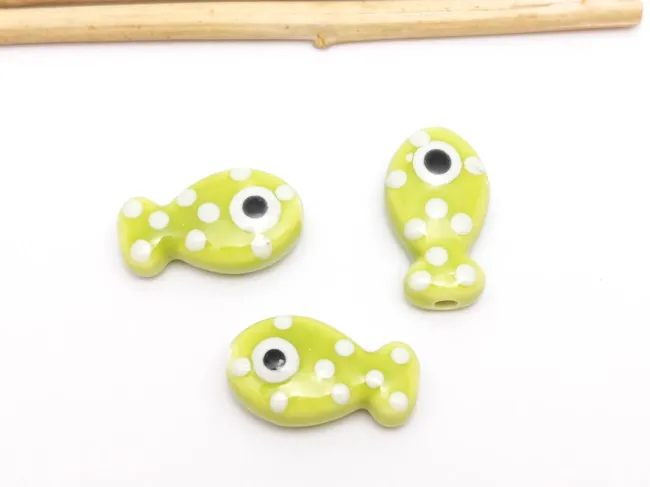 Margele de portelan pestisor 19x11x6.5mm verde mar