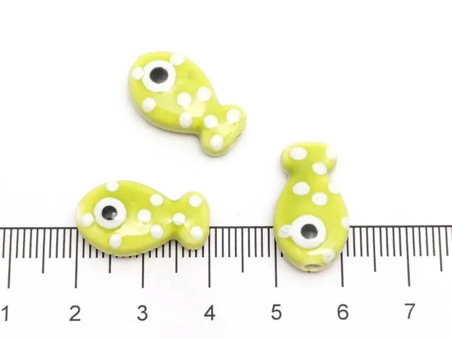 Margele de portelan pestisor 19x11x6.5mm verde mar