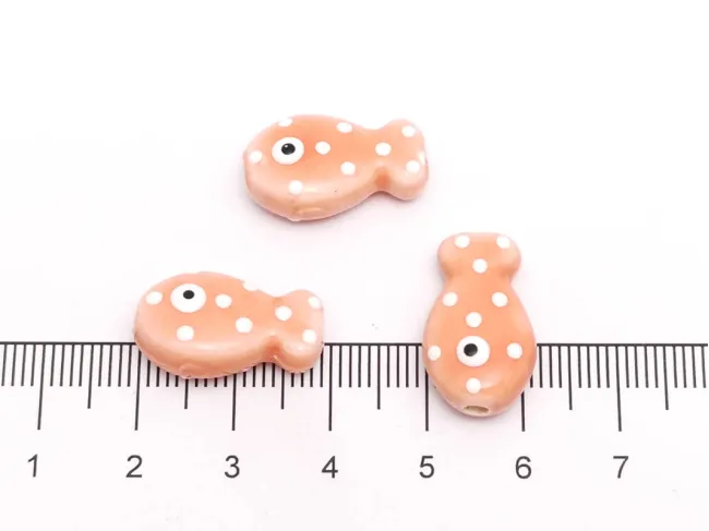 Margele de portelan pestisor 19x11x6.5mm roz somoniu