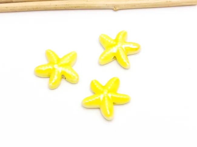 Margele de portelan stea de mare 18~17x6mm galben
