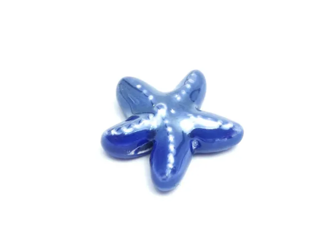 Margele de portelan stea de mare 18~17x6mm albastru royal