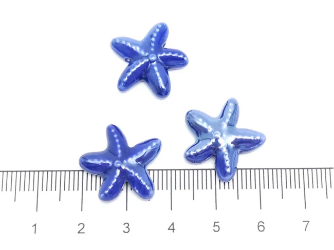 Margele de portelan stea de mare 18~17x6mm albastru royal